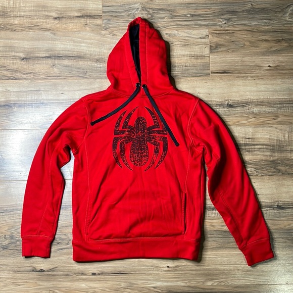 Marvel Other - Marvel Spiderman Distressed Spider Logo Red Pullover Hoodie Adult Small